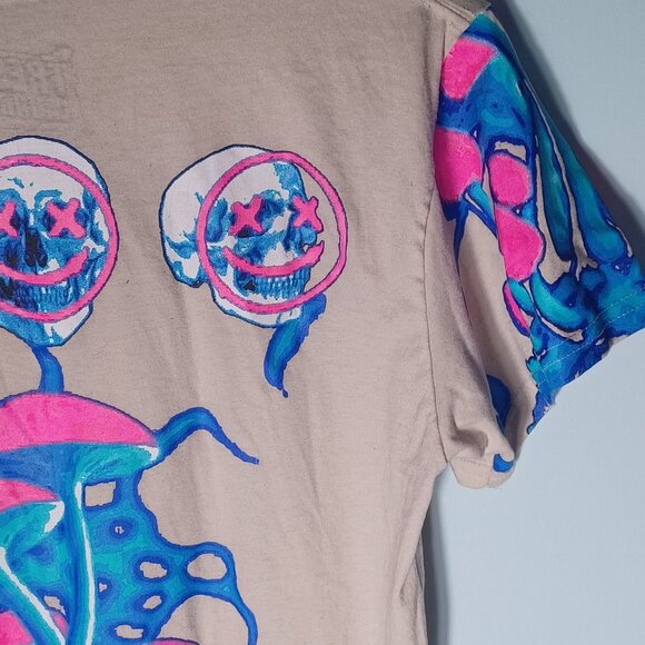 Fresh Laundry Graphic T-Shirt Mens Medium Mushrooms Skulls Rave Tee Trippy - Picture 5 of 11